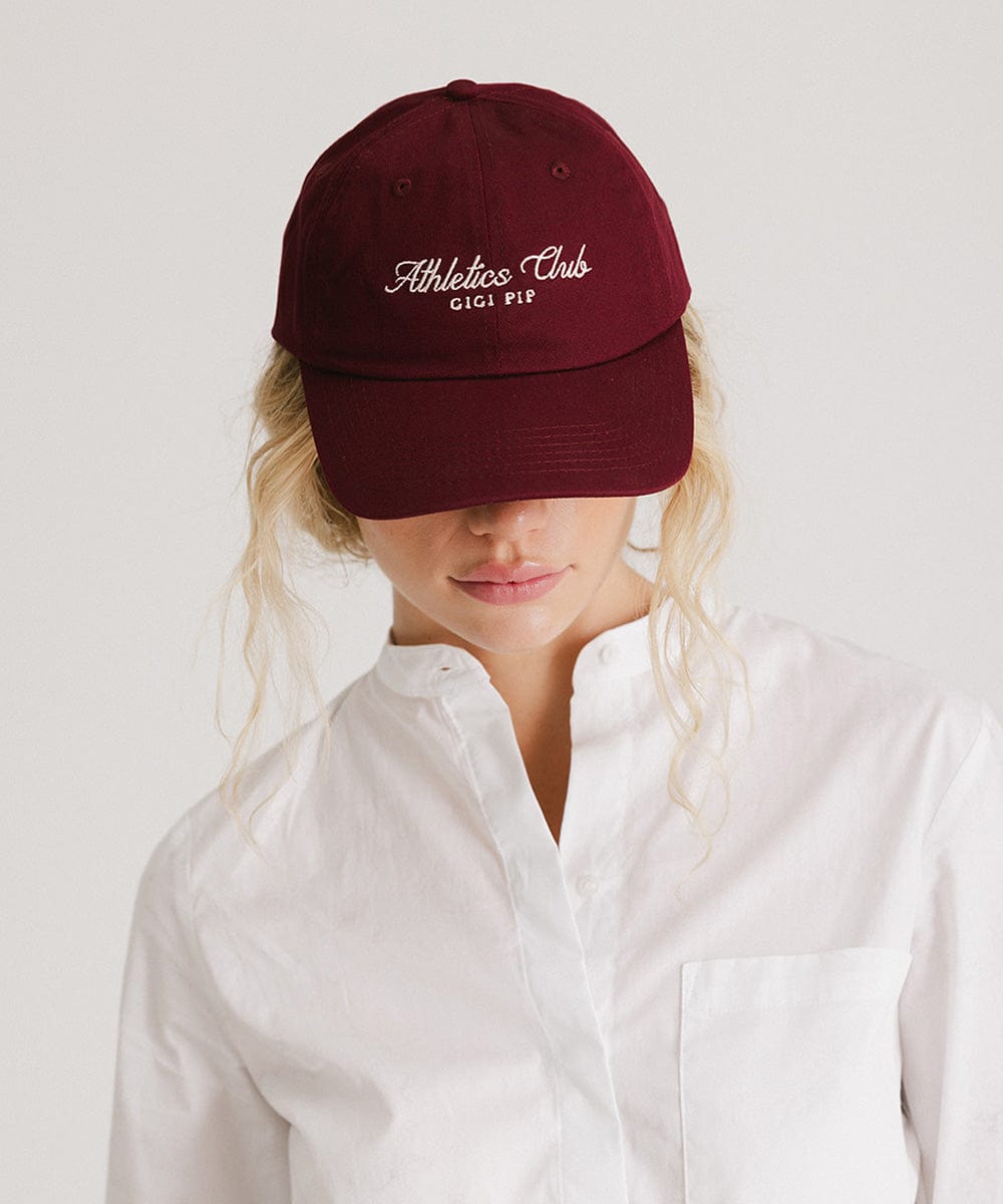 Athletics Club Ball Cap - Gigi Pip Ball Caps for Women - Classic dad cap for women ball cap hat [burgundy]