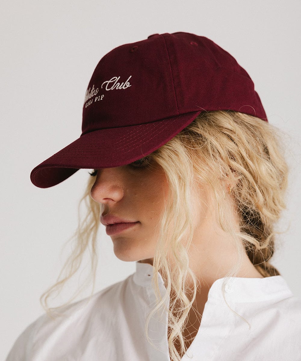 Athletics Club Ball Cap - Gigi Pip Ball Caps for Women - Classic dad cap for women ball cap hat [burgundy]