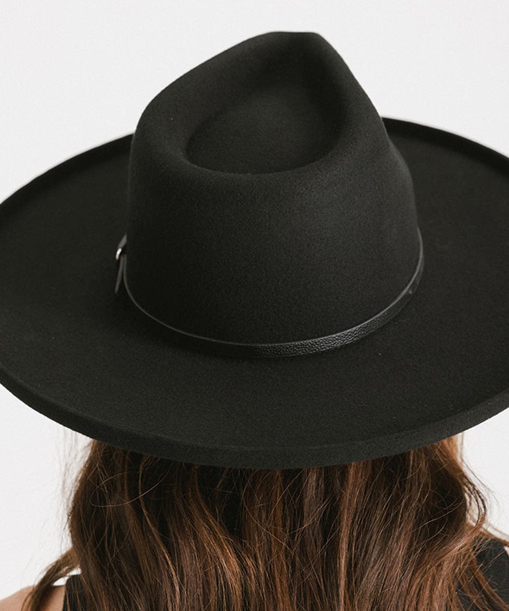 Sliding Hat Band for Felt Hats - Gigi Pip Hat Bands + Trims - Western inspired hat band with medal adjustable strap [black]