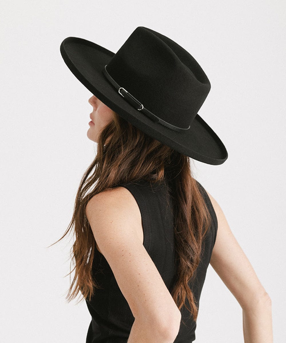 Sliding Hat Band for Felt Hats - Gigi Pip Hat Bands + Trims - Western inspired hat band with medal adjustable strap [black]