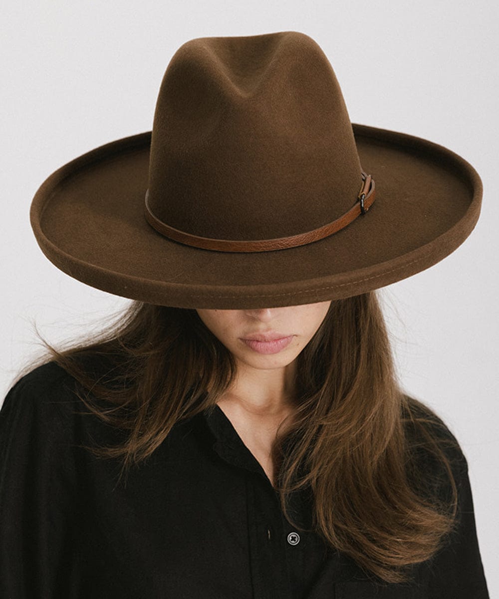 Sliding Hat Band for Felt Hats - Gigi Pip Hat Bands + Trims - Western inspired hat band with medal adjustable strap [brown]