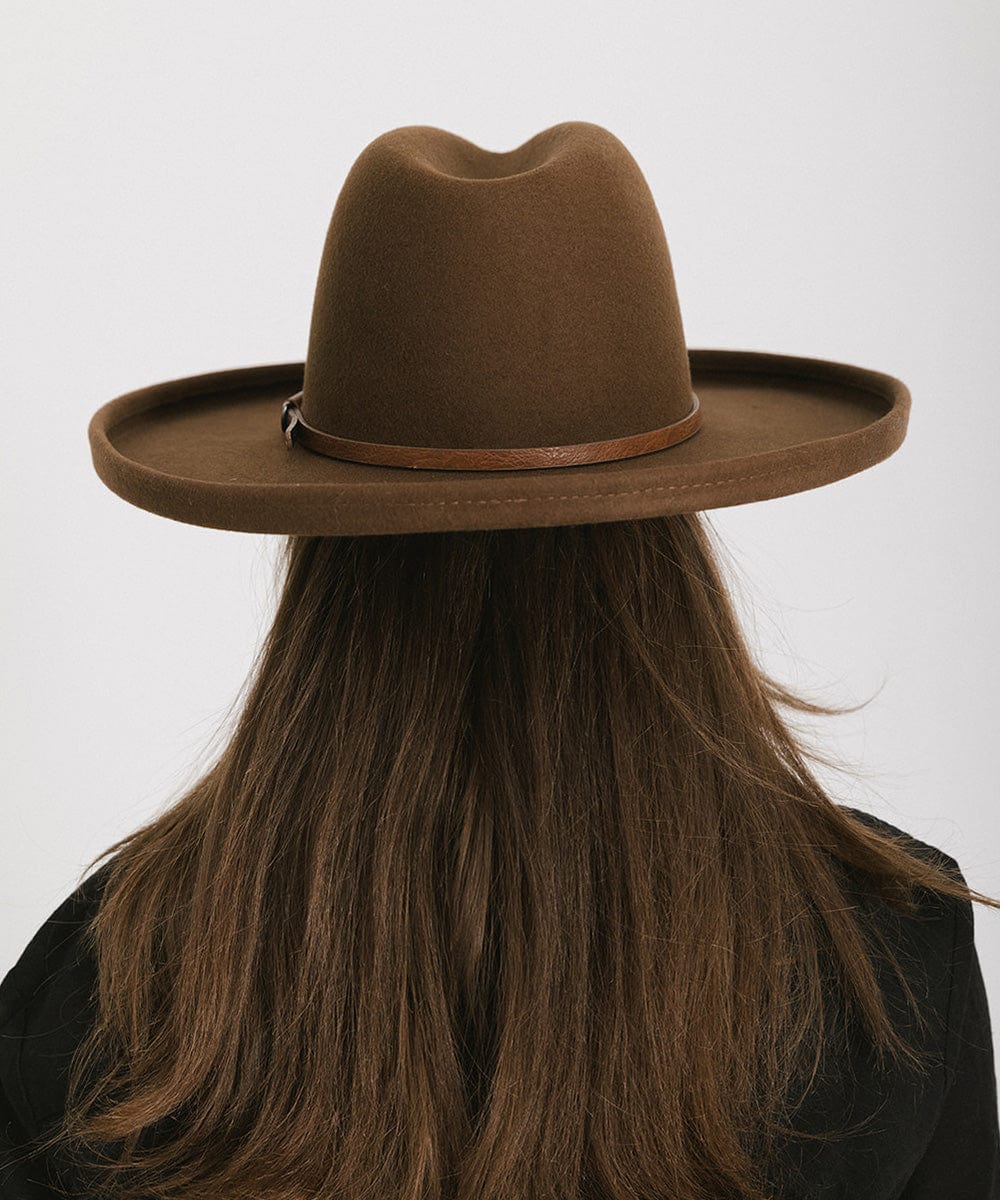 Sliding Hat Band for Felt Hats - Gigi Pip Hat Bands + Trims - Western inspired hat band with medal adjustable strap [brown]