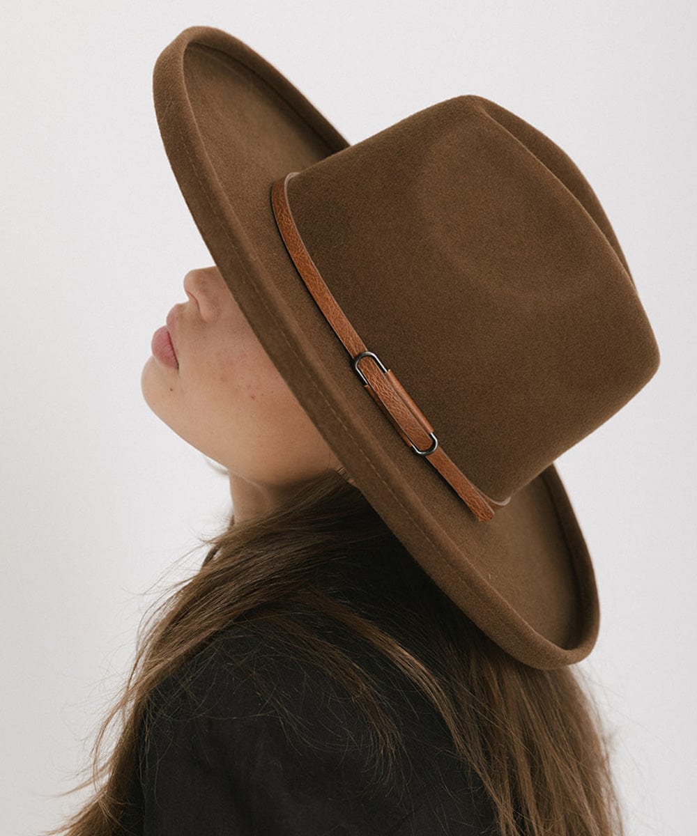 Sliding Hat Band for Felt Hats - Gigi Pip Hat Bands + Trims - Western inspired hat band with medal adjustable strap [brown]