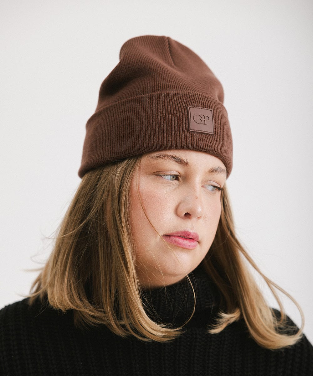 GP Knit Beanie for Women - Gigi Pip Beanies - Oversized chunky knit beanie for women [chocolate]