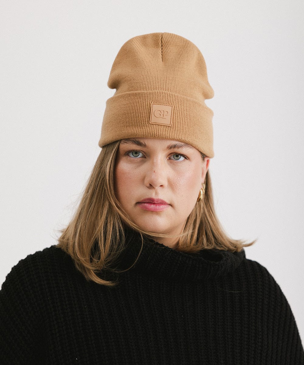 GP Knit Beanie for Women - Gigi Pip Beanies - Oversized chunky knit beanie for women [latte]