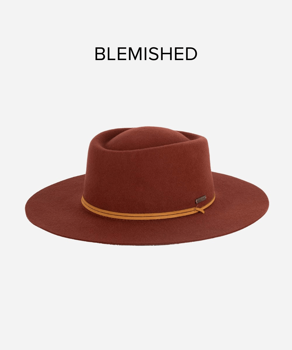 Blemished Felt Wren - Flat Brim Telescope Crown Hat - Rusty Red Blemished 55 XS / Rusty Red