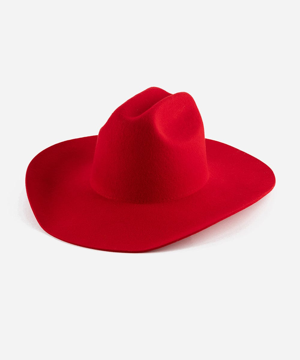 Gigi Pip felt hats for women - Teddy Cattleman - 100% australian wool classic cattleman crown with a wide upturned brim [cherry red]