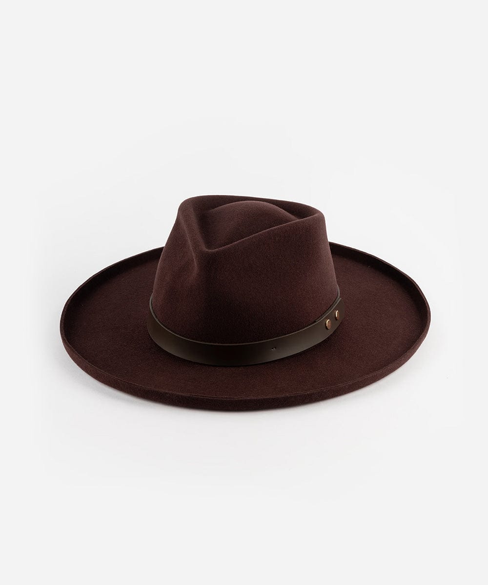 Felt Hats Luca Pencil Brim Teardrop Fedora Dark Cherry / XS 55