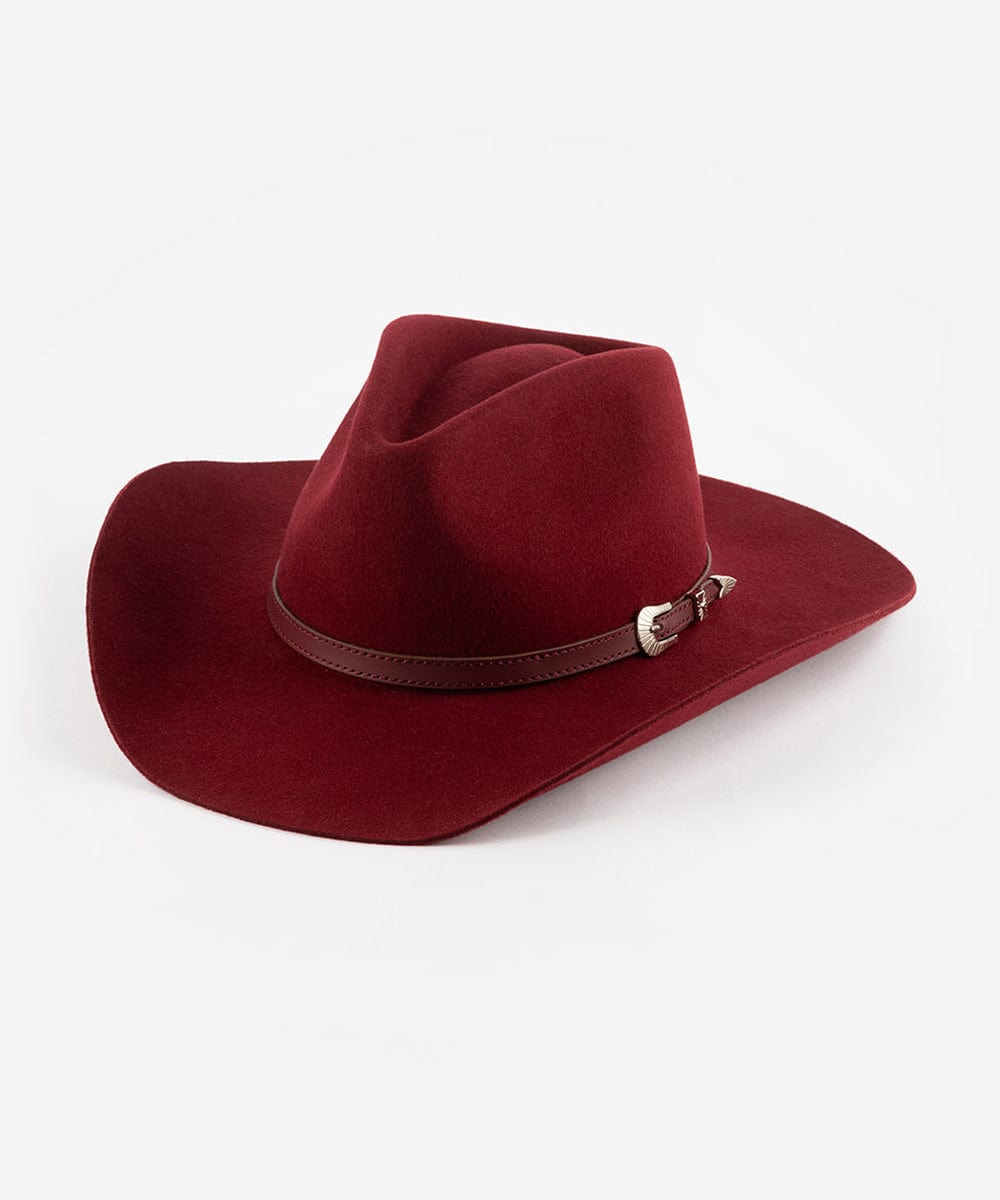 Dean Western Fedora - Gigi Pip Womens western felt hats - classic western felt hat for women with an upturned brim and fedora crown [burgundy]