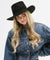 Gigi Pip felt hats for women - June Teardrop Rancher - 100% australian wool teardrop rancher with an angled western brim hat featuring a gold plated Gigi Pip branded pin on the back of the crown [black]