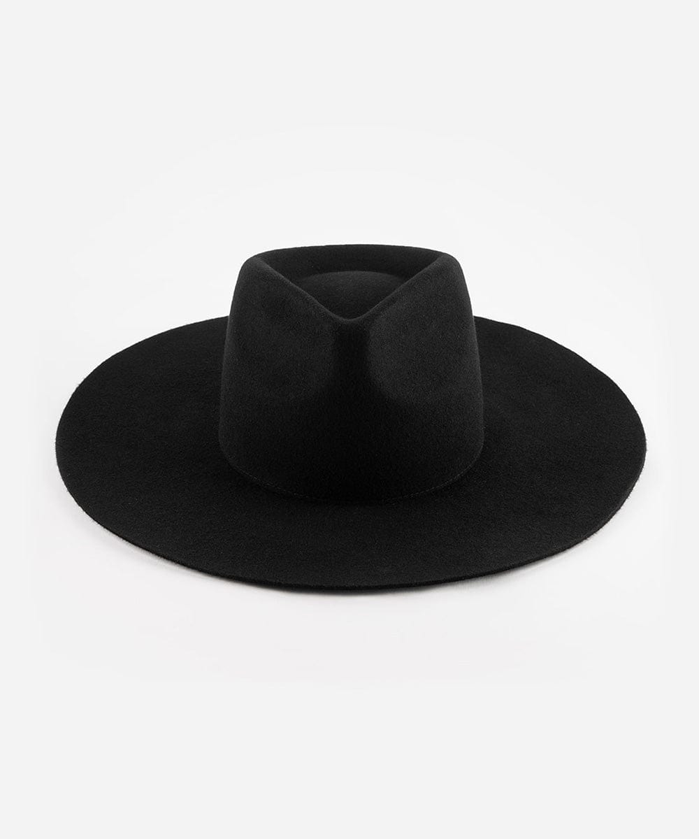 Wesley Western Flat Brim - Gigi Pip Womens Felt Hats - wide flat brim western felt fedora hat for women [black]