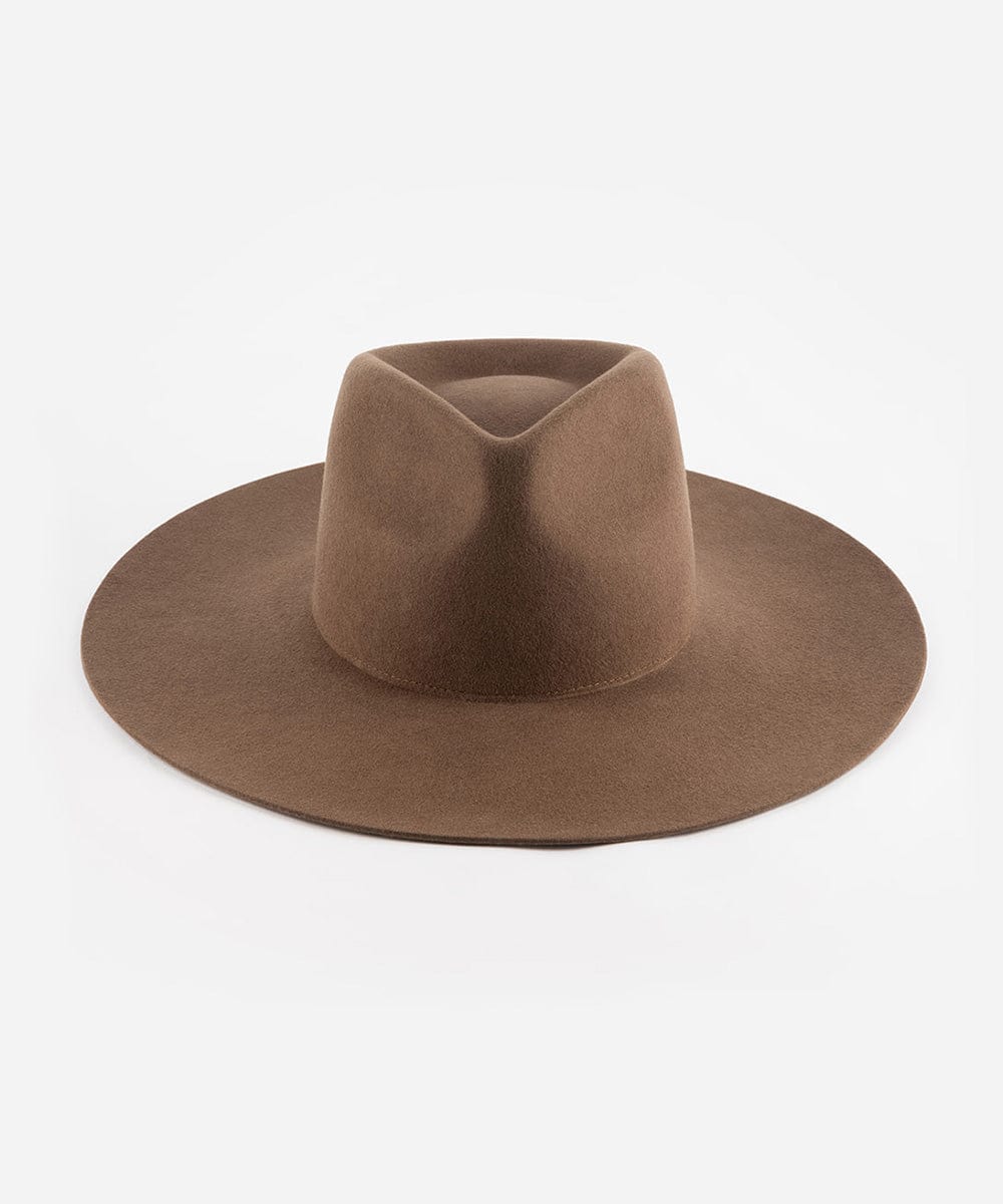 Wesley Western Flat Brim - Gigi Pip Womens Felt Hats - wide flat brim western felt fedora hat for women [chocolate]