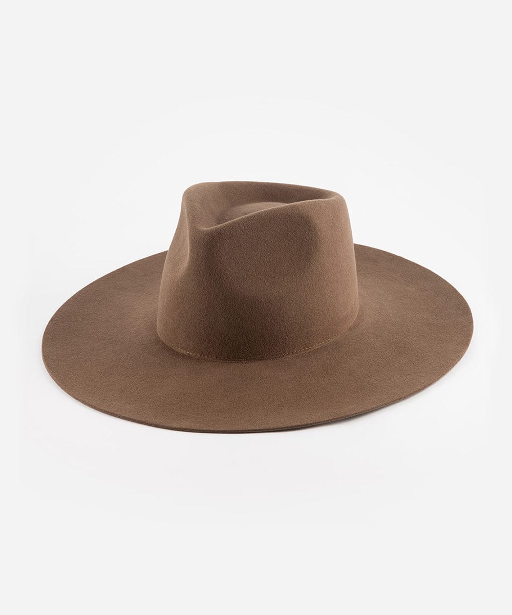 Wesley Western Flat Brim - Gigi Pip Womens Felt Hats - wide flat brim western felt fedora hat for women [chocolate]