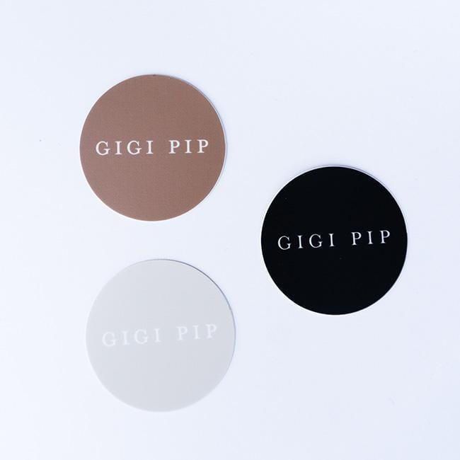 Gigi Pip hat care products - Gigi Pip Sticker Bundles - stickers sorted into bundles of 3 featuring hat shape stickers, Gigi Pip logo circle stickers + a Gigi Pip established in 2015 tag sticker [Gigi Pip logo bundle]