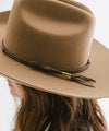 Gigi Pip hat bands + trims for women's hats - Lasso Band - 100% genuine leather + gold plated metal hat band with gigi pip engraved on gold metal details, one size fits all [brown]
