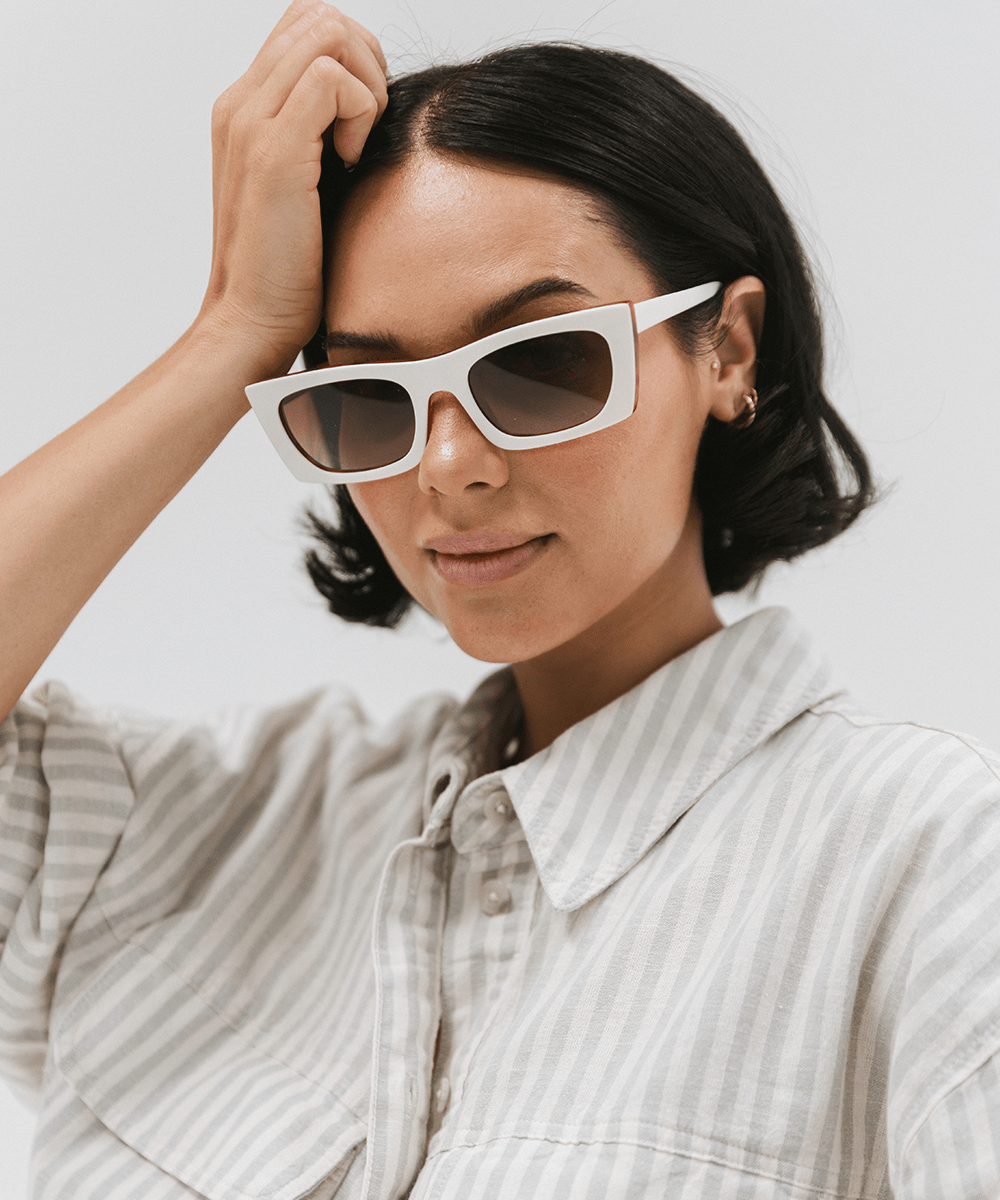 Gigi Pip sunglasses for women - Jackie Rectangle Sunglasses - rectangle style women's sunglasses with acetate frames + tri-acetate polarized lenses [white-tortoise]