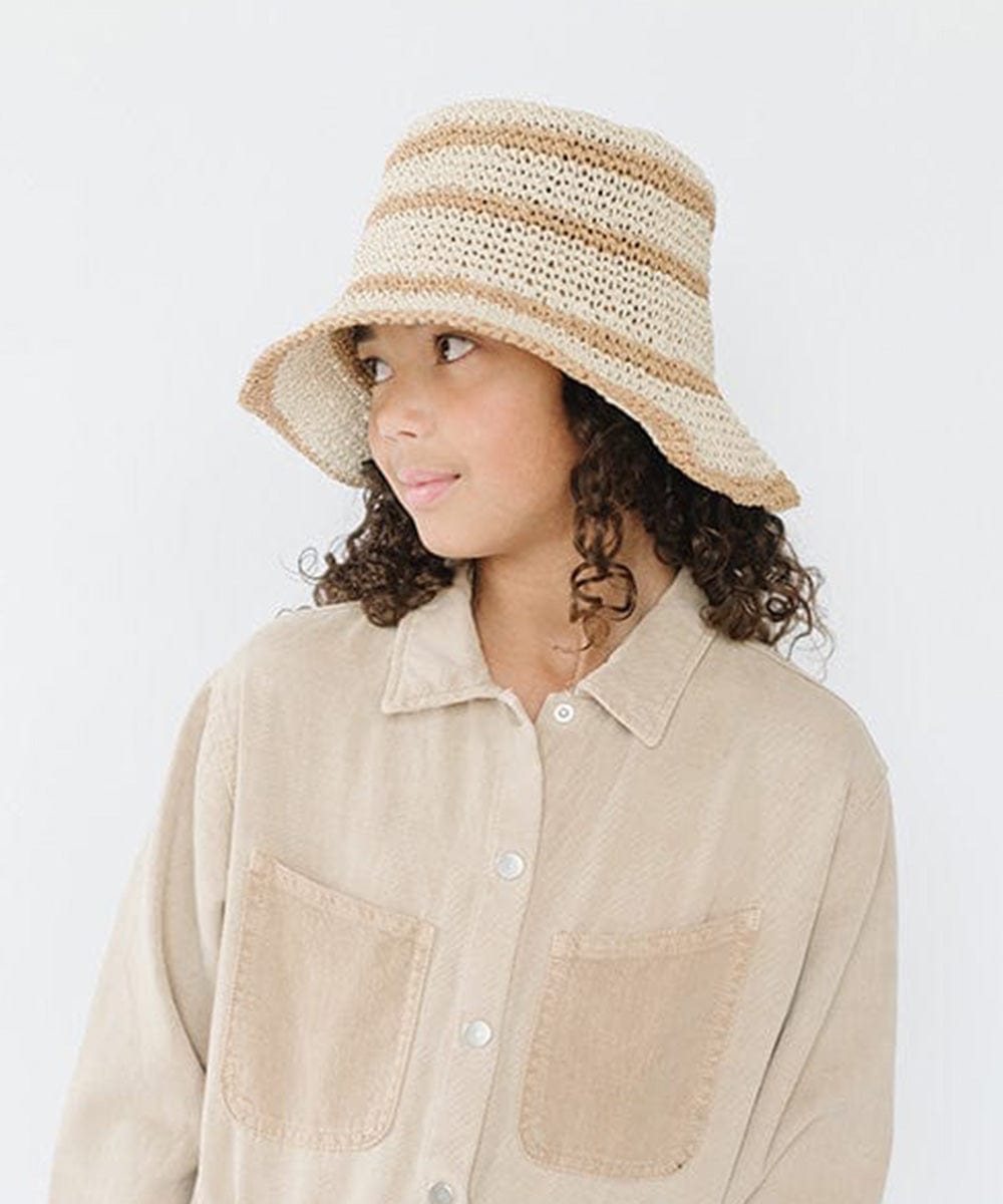 Kids Kids Sal Crochet Bucket Hat Natural Striped