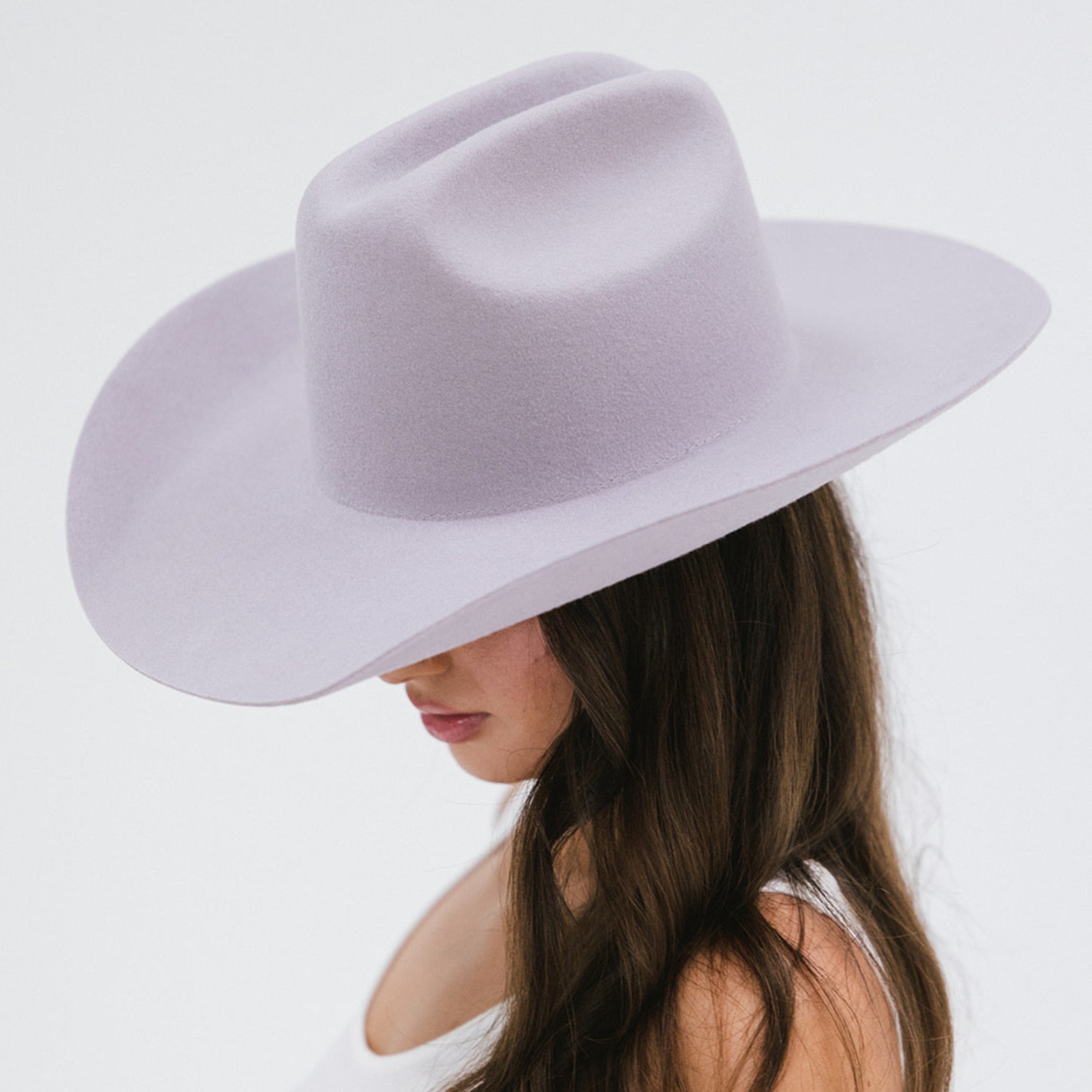 Gigi Pip limited edition felt hats for women - Teddy Cattleman in Lavender - 100% australian wool classic cattleman crown with a wide upturned brim in a limited edition lavender color [lavender]