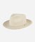 Gigi Pip panama straw for women - Lupe Short Brim Fedora White - a classic fedora crown with a short upturned brim, featuring a genuine leather band with Gigi Pip embossed [white]