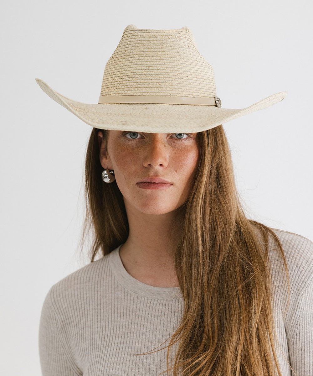 Gigi Pip straw hats for women - Millie Western Straw Hat - 100% guatemalan palm straw western style straw hat featuring an attached 100% genuine leather band [natural]