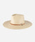 Gigi Pip straw hats for women - River Guatemalan Palm - teardrop lifeguard fedora crown featuring a flat brim trimmed with a leather chinstrap + leather slider [ivory]