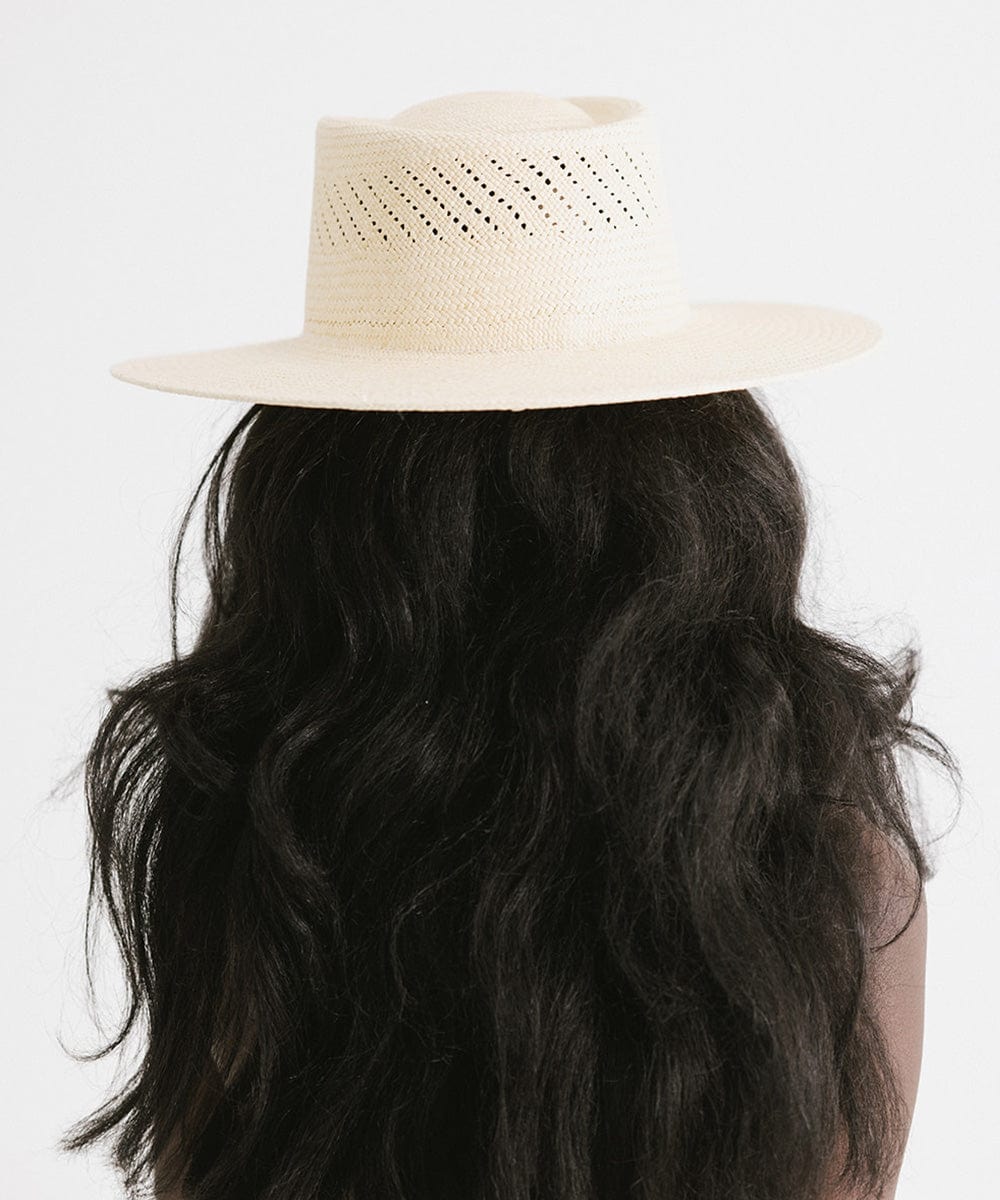 Gigi Pip panama straw for women - Coco Telescope Crown Natural - panama straw telescope crown featuring handwoven venting and a flat brim [natural]