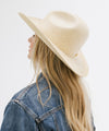 Gigi Pip straw hats for women - Linny Gus Crown -  lightweight Mexican palmilla straw Western hat with a classic Gus crown + wide curve rolled brim, featuring a gold plated metal Gigi Pip pin on the back of the crown [natural]