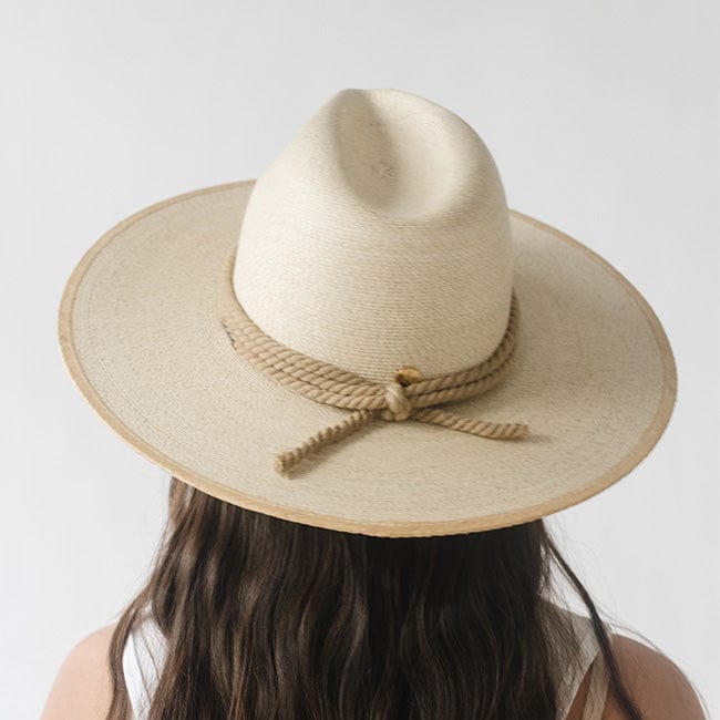 Gigi Pip hat bands + trims for women's hats - Thick Rope Band - 100% cotton/polyester triple layer thick rope band featuring the Gigi Pip logo metal bar and a knot in the back [latte]