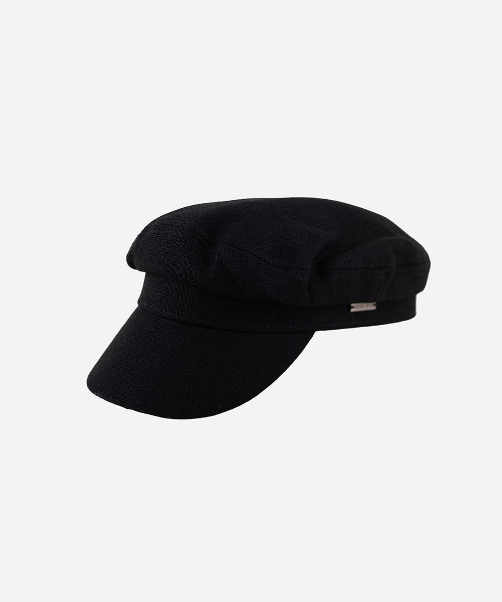 Women's Caps Linen Newsboy Cap Black / 55 XS