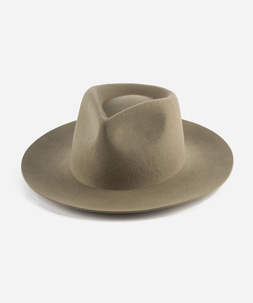 Gigi Pip felt hats for women - Zephyr Rancher - fedora teardrop crown with a stiff upturned brim [sage]