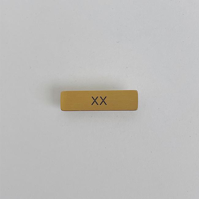 Gigi Pip hat bands + trims for women's hats - xx Hat Pin - Gigi Pip signature xx symbol engraved on a stainless steel with a brushed gold plating hat pin [gold]